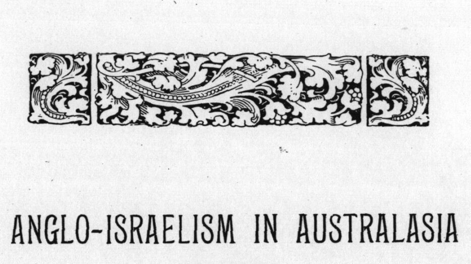 Ornate heading from an old book: "Anglo-Israelism in Australia"