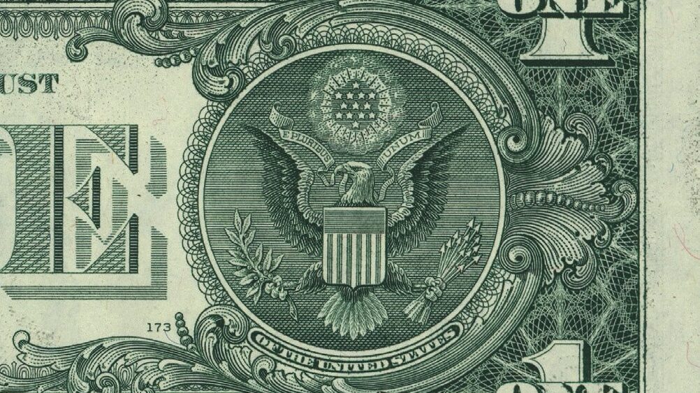 Close-up of the eagle on an American banknote
